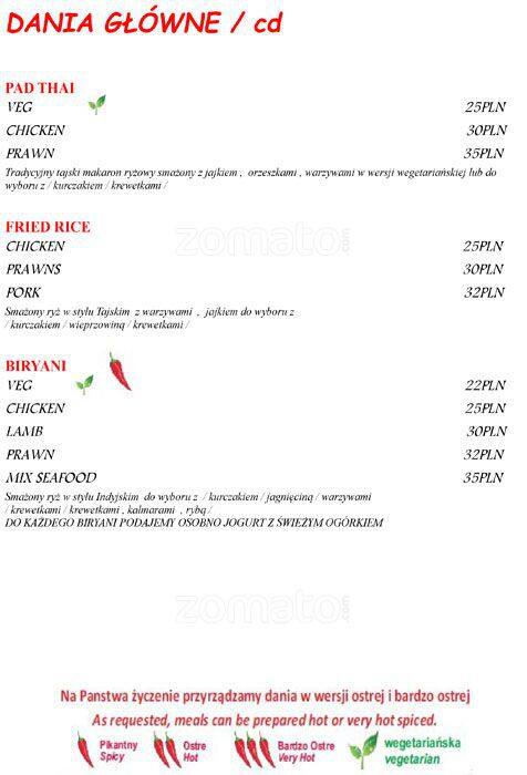 Menu At Parivar Restaurant Warsaw Al Jerzego Waszyngtona