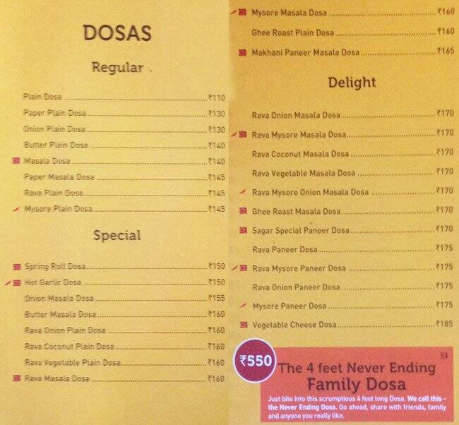 Menu At Sagar Ratna Indore PV6G X4X