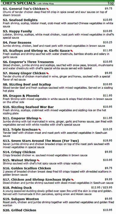 Menu At Happy Dragon Chinese Restaurant Lexington Newtown Pike