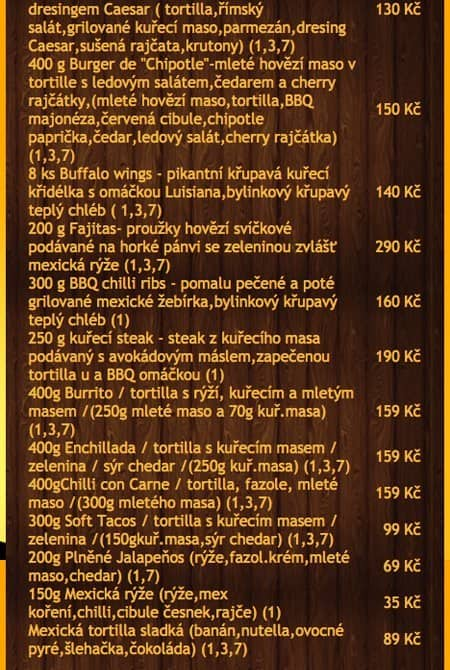 Menu At El Amigo Muerto Restaurant Ostrava