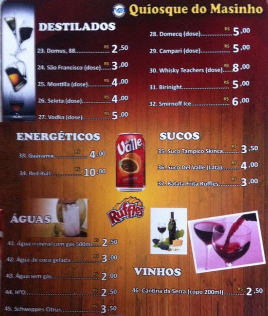 Menu em Quiosque do Mazinho café Brasília Cruzeiro Center