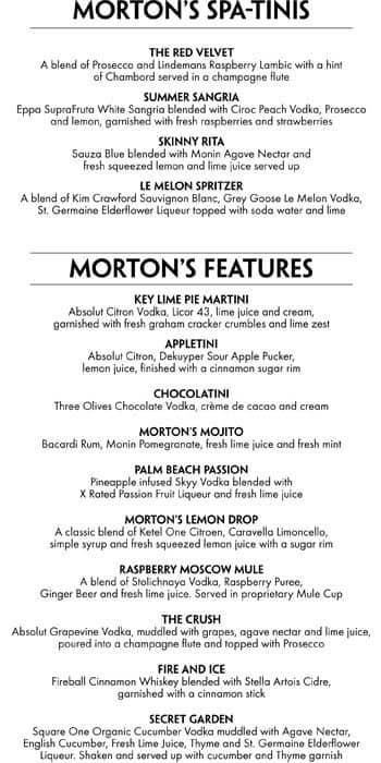 Menu At Morton S The Steakhouse Schaumburg Mcconnor Pkwy