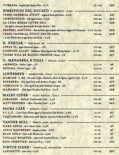 Birreria Eataly Menu Menu For Birreria Eataly River North