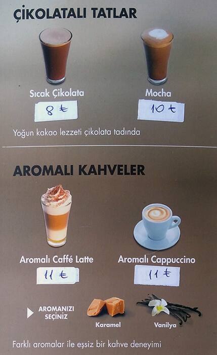 Menu At Tahta Kahve Cafe Istanbul