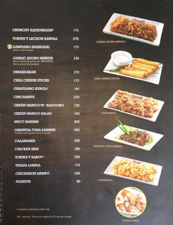 Gerry S Grill Menu Menu For Gerry S Grill Santa Mesa Quezon City