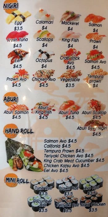 Awesome Sushi Train Menu Menu For Awesome Sushi Train Strathpine