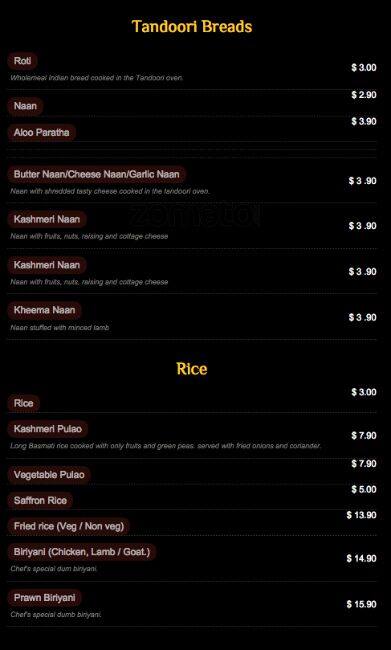 Menu At Tandoori Garden Restaurant Moorebank