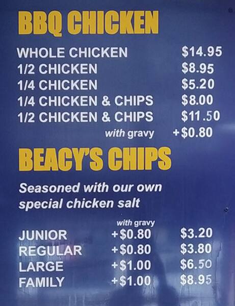 Menu At Beacy Charcoal Chicken Fast Food Beaconsfield