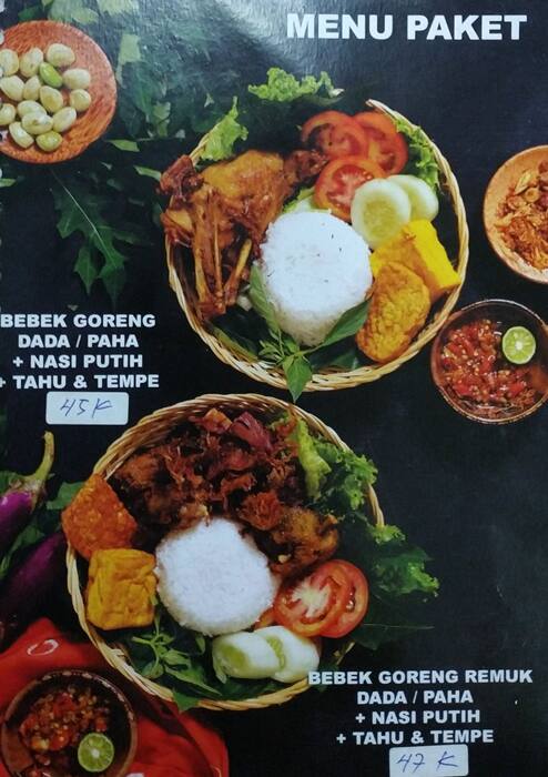 Menu At Bebek Slamet Restaurant Bekasi Regency Jl Chairul Anwar Blok A