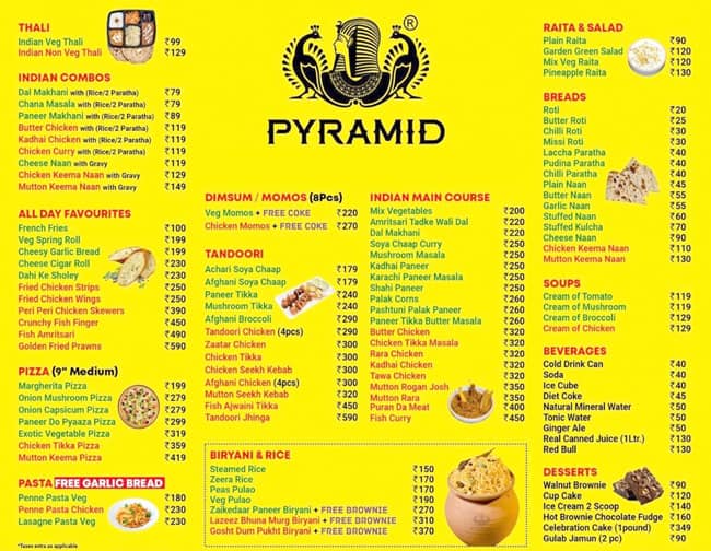 Menu Of Pyramid Cafe Lounge Shastri Nagar Jalandhar