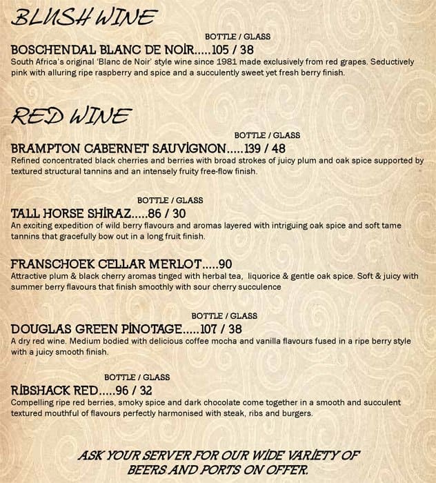 Menu At Blacksteer Germiston Meadowdale Mall