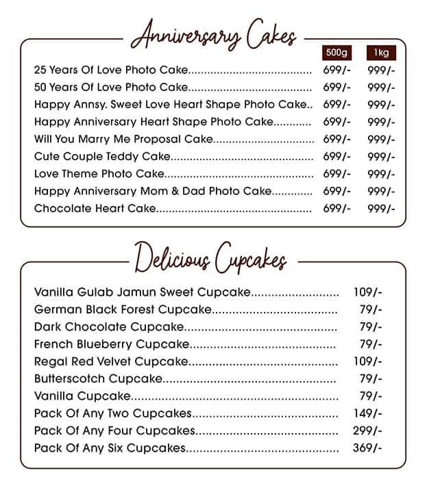 Menu At The Dessert Heaven Pastry Brownie And Cakes Bengaluru