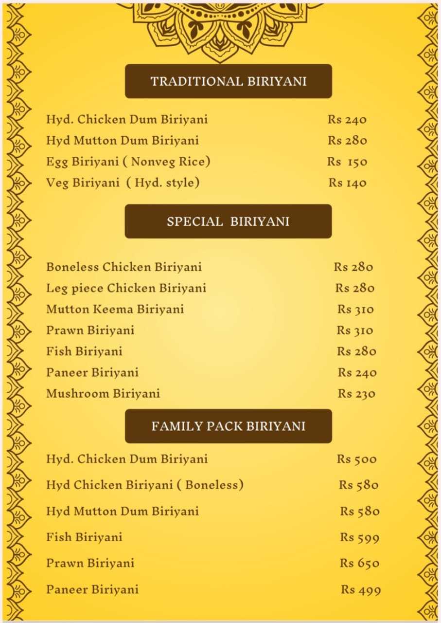 Menu Of Biryani World Kaggadasapura Bangalore