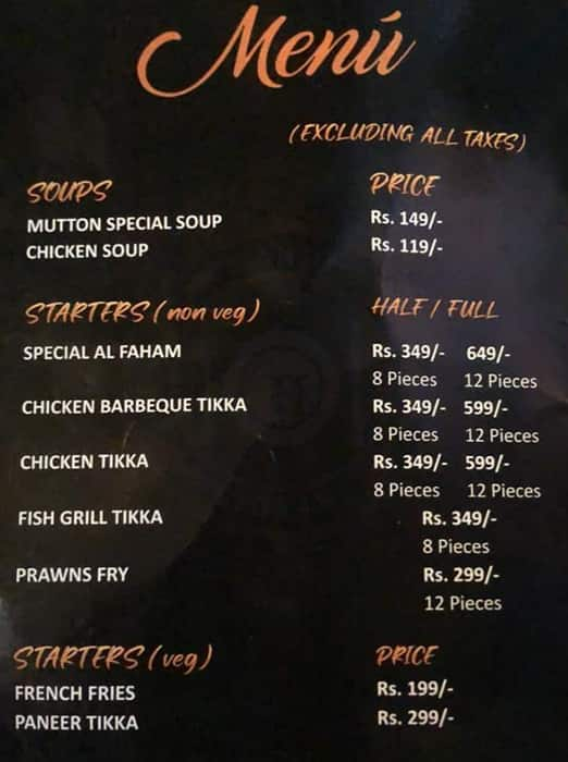 Menu Of Habibi Mandi Restaurant Madhapur Hyderabad