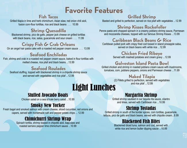 Menu At Fish Tales Restaurant Galveston