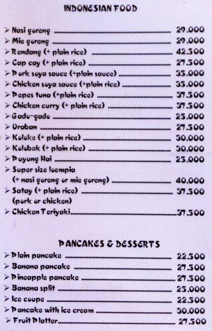 Menu At Lumbung Bar Restaurant Kaliasem