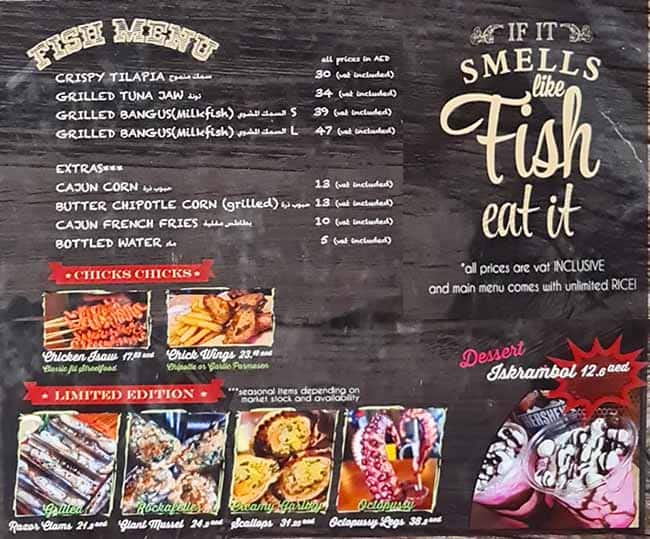 Menu At Dampa Seafood Grill Restaurant Dubai Baniyas Rd