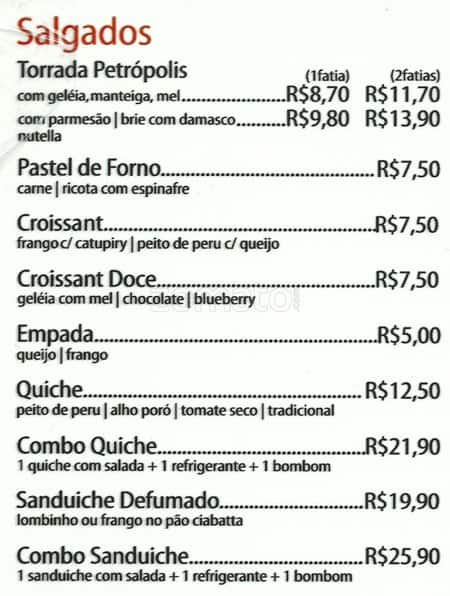 Menu Em Cacau Restaurante Rio De Janeiro Shopping Da Gavea