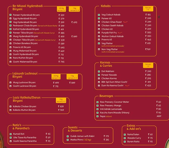 Menu At Biryani By Kilo Andheri East Mumbai Mumbai