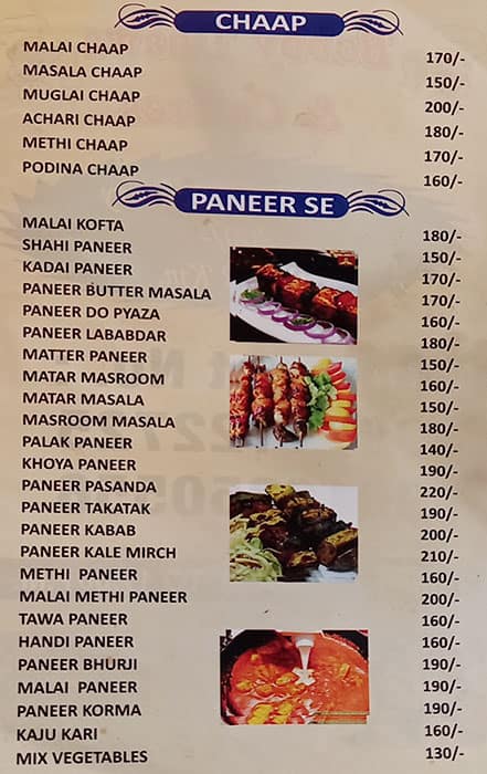 Menu At Bobby Dhabha Delhi