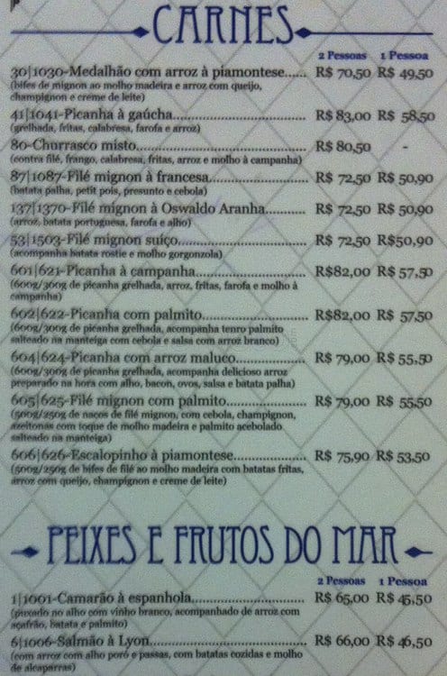 Menu em Bar do Adão Botafogo Rio de Janeiro Rua Dona Mariana