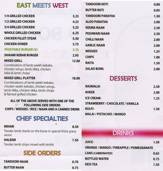 Menu At Cha Cha S Lahori Grill Restaurant Edgware Watling Ave