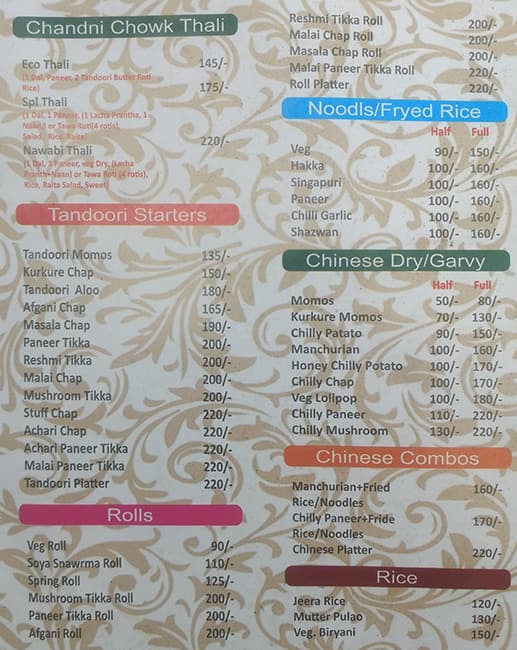 Menu At The Chandni Chowk Restaurant Noida Shop 52