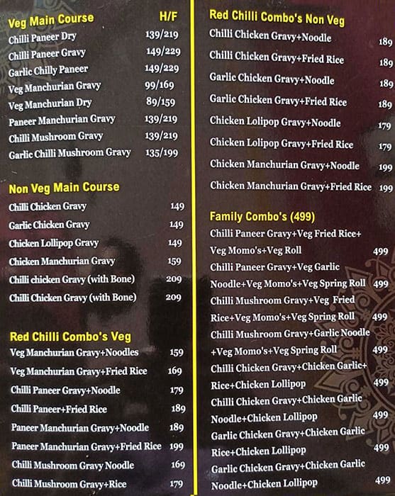 Menu At Red Chilli Fast Food Corner Dehradun Shop No Kc City Centre