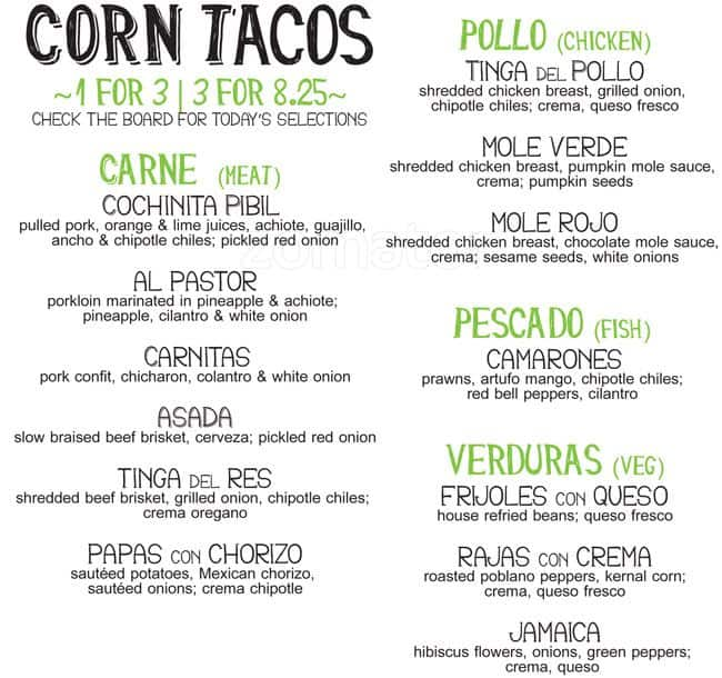 Menu At El Taquero Taqueria Catering Restaurant Kelowna