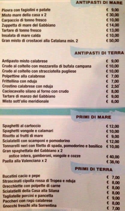 Il Gabbiano A Milano Foto Del Menu Con Prezzi Zomato Italia