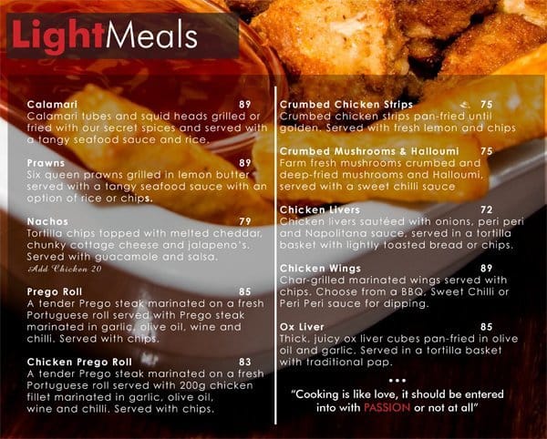 Menu At CAPPELLO Glen Marais Kempton Park Restaurant Boksburg Weinberg St