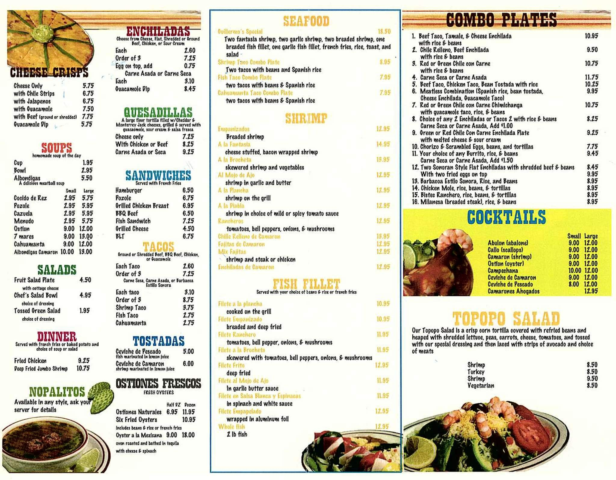 Menu At Guillermo S Double L Restaurant Tucson