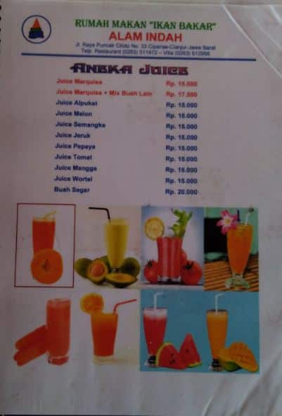 Menu At Rumah Makan Alam Indah Restaurant Ciloto