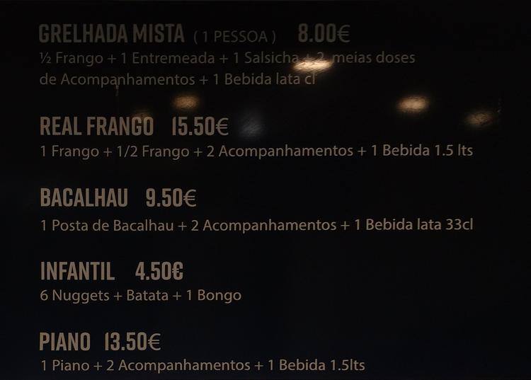 Menu at Churrasqueira Realfrango restaurant Loures Av Luís de Camões