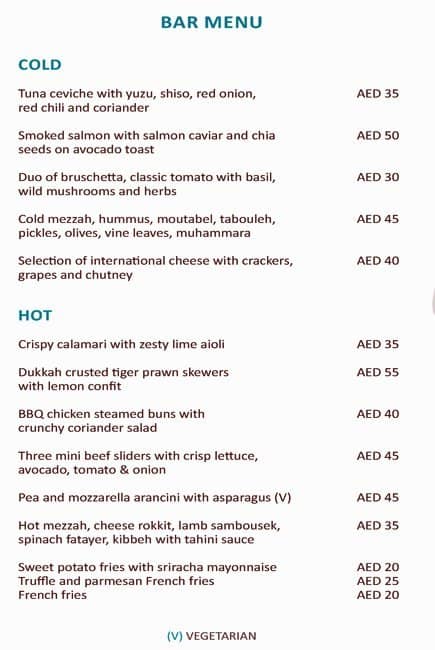 Menu At St Regis Saadiyat Island Resort Private Beach Restaurant Abu Dhabi