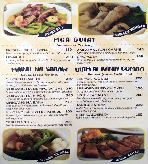 Menu At Pinoy Star Cafe Kabayan Hotel Pasay