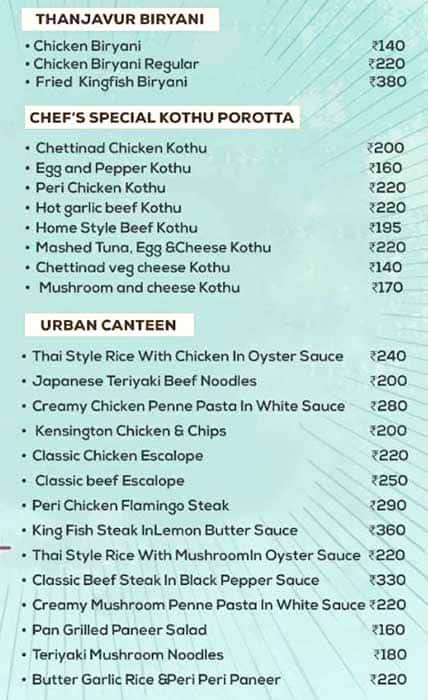 Menu Of Hungry Paul Kizhakkumpattukara Thrissur