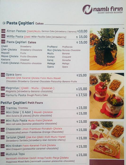 Menu At Namli Firin Istanbul