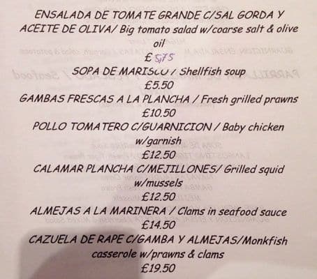 Menu At La Plaza Tapas Bar London 74 Tavistock Rd