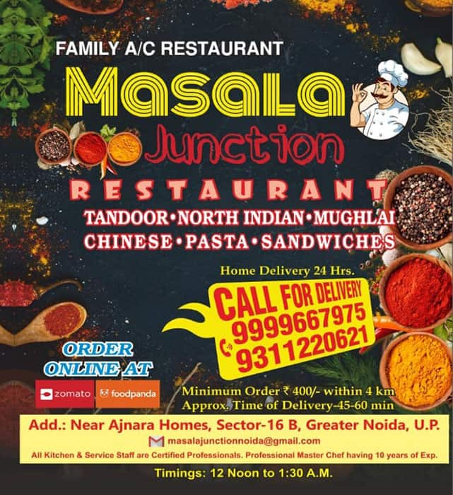 Menu Of Masala Junction Sector 16 Noida