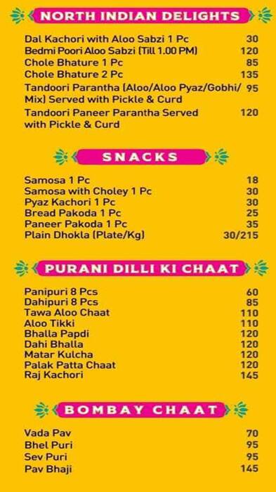 Menu Of Indian Dhaba Company Gaur City Greater Noida