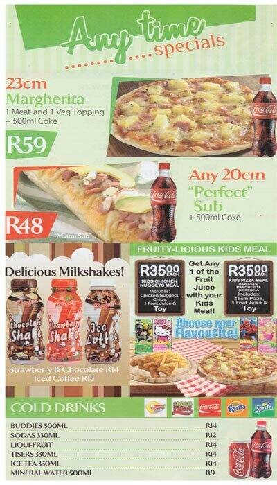 Speisekarte Von Pizza Perfect Benoni Benoni