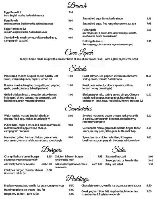 Menu At Coco Momo Cafe London 79 Marylebone High St