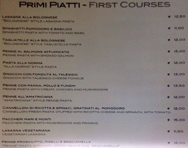 Menu At Martini Roof Club Milano Milan