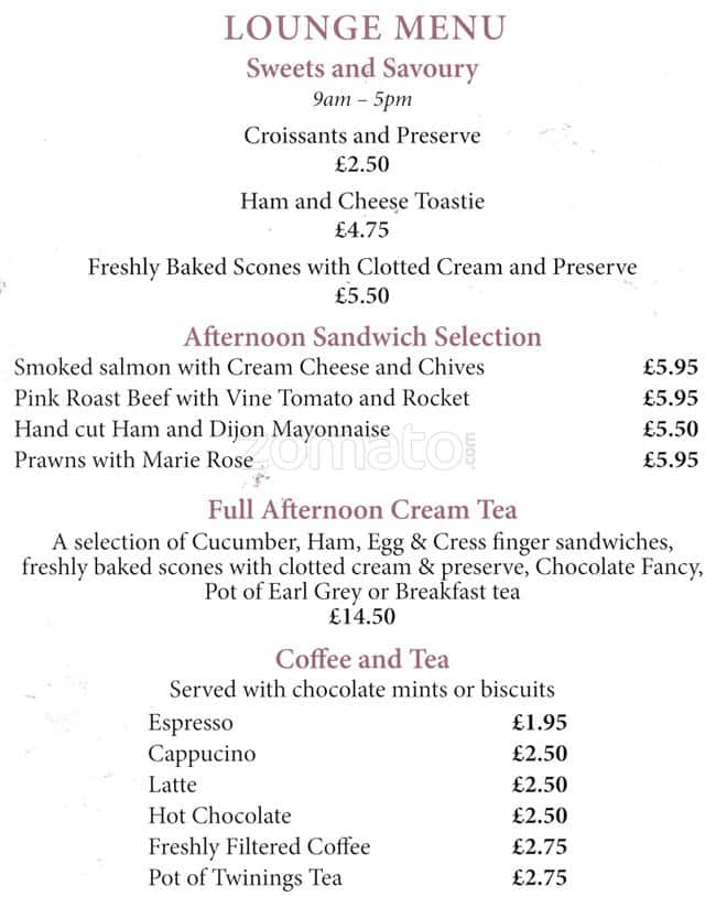 Menu At Best Western Plough And Harrow Hotel Restaurant Birmingham