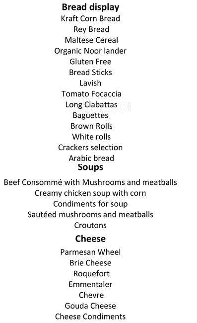 Menu At La Fontana Restaurant Dubai Ali Freezone Sheikh Zayed Road