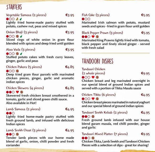 Curry Garden Menu Menu For Curry Garden Dun Laoghaire Dublin