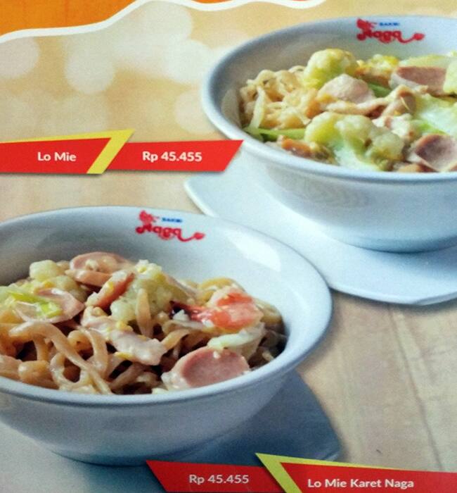 Menu At Bakmi Naga Restaurant Jakarta Impian Jaya Ancol