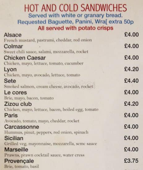 Menu At Cafe Zizou Twickenham