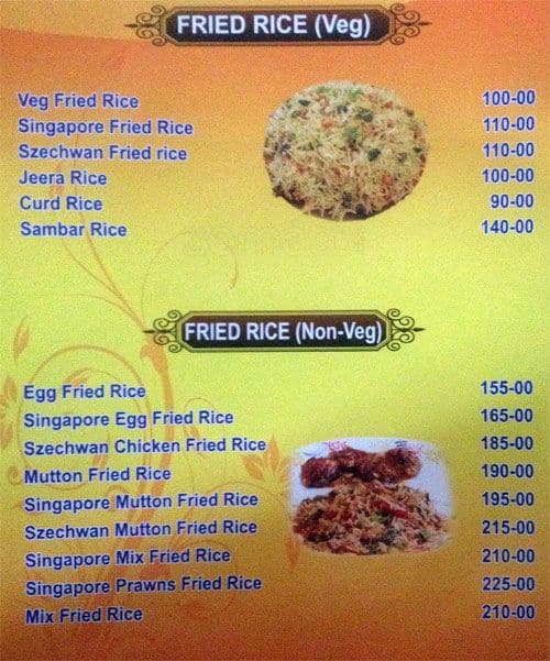 Menu At Parivar Vilas Hyderabad St Floor